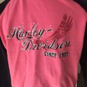 Harley Davidson Motorcycles Women’s Size Lg Full Zip Hoodie Pink Black Logo Y2K Photo 4