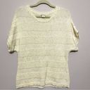 Coldwater Creek  Cotton Blend Short Sleeve Boho Chunky Knit Cream Sweater Medium Photo 0