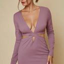 Blue Blush NEW  Purple Sona Long Sleeve V Neck Cut Out Mini Dress Size Small Photo 3
