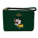 Coach Disney X  Corner Zip Wristlet With Sled Motif Dark Pine Green CN025 Photo 0