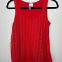 Alya  Crochet‎ Lace Overlay Lined Sleeveless Tank Top Blouse Red Small Photo 0