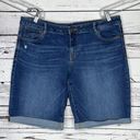 Apt. 9  Size 18 Blue Denim Distressed Cuffed Leg Bermuda Jean Shorts Photo 0