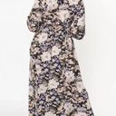 Unique Vintage  Plus Black & Pink Floral Print Farrah Flowy Maxi Dress Size 1X Photo 2