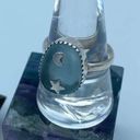The Moon  & Star Sea Tumbled Sea Foam Sea Glass Sterling Silver Ring Size 10 Photo 0