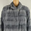 Dennis Basso Dennis by  Faux Fur Grey Coat Jacket Rhinestone Brooch Closure Large Photo 1