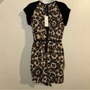 Rebecca Taylor Silk LEOPARD BLOCK Mini Dress color black & cream Size US 4 NWT Photo 8