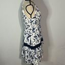 Shoshanna  Georgian White Blue Floral High Neck Sleeveless Shift Dress Women's 8 Photo 2