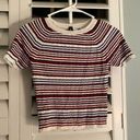 Divided  ribbed striped short sleeve sweater Photo 0