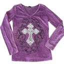 Vocal  Purple Stonewash Cross T-shirt with perforated Back Panel Photo 0