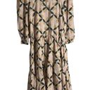 Petal The Odells Lyla  Geo Print Square Neck Tiered Linen Midi Dress Size S Photo 10