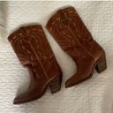 Brown Leather Cowgirl Boots Size 4.5 Photo 3