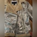 Tommy Hilfiger  jacket with crushed silver fabric and faux fur inside Photo 2