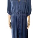 Modcloth  Blue Gray Silky Moody Button Up Collared Half Sleeve Midi Shirt Dress Photo 1