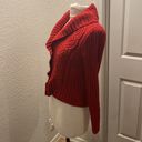 st. john's bay St. John’s Bay Red Chunky Cable Knit Cardigan EUC Sz M Acrylic Button Down Photo 2