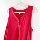 J.Jill  V Neck Sleeveless Cotton Blend Button Front Tank Top Red Large Petite Photo 6