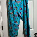 Hummingbird LA CERA  Flannel Cotton Pajamas Womens L Blue Buttons PJ Set Floral Photo 4