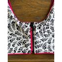 Nike Bikini Top Swimsuit Zipper Crop Party Dots Black White Hot Pink M $56 NEW Photo 2