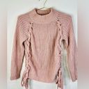 Sweet Rain  Women’s Chunky Knit Sweater Side Lace-Up Details Blush Pink Medium Photo 2