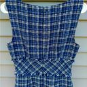 Trina Turk size 6 Designer Tweed Blue/White Plaid Sheath Shift Dress Photo 8