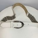 Vera Pelle Vintage  Italian White Leather and Silver Ball Accent Belt Photo 7