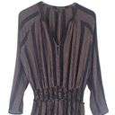 Rails  Jasmine Mini Dress Midas Stripe Metallic Smocked Button Front Black Gold L Photo 4