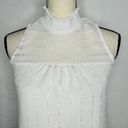 Bohme  White Striped Gauzy Blouse Sleeveless Mock Neck Top Womens Size XS Lined Photo 1