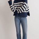 Madewell  Wide Rib Turtleneck Sweater Navy and White Striped Women’s size medium Photo 0