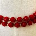 Monet  vintage  Red beaded and gold tone beaded necklace Photo 1