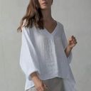 CP Shades  Long Sleeve Linen Top in White L Photo 0