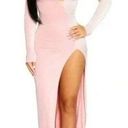 Naked Wardrobe  Glow Off Long Sleeve Cut Out Dress Pink Sparkle Glitter Large Photo 0