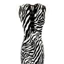 White House | Black Market WHBM Zebra Print Jersey Knit Midi Dress w/ Lace Up Small Photo 6