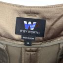 W By Worth  Womens Size 14 Wide Leg Satin Pants Oregano Robyn Green Photo 5