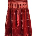 American Vintage Vintage AZ Well Red Velvet Tiered High Waisted Midi Skirt S Photo 0