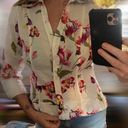 Harvé Benard Harve Bernard white floral linen Blouse Medium Photo 2