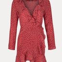 Realisation Par The Alexandra Red Star 100% Silk Long Sleeve Wrap Mini Dress XXS Photo 1