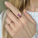 Vintage “Desiderata” Avon Amethyst Emerald Cut Gold Cocktail Ring Classic Purple Photo 12