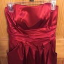 David's Bridal David’s Bridal, Bridesmaids Strapless Red Dress Photo 3