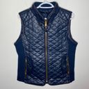 FATE. navy faux leather quilted zippered vest with pockets size L Photo 43