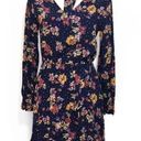 Xhilaration NEW Navy Blue Floral Long Sleeved Dress Pussybow Photo 0