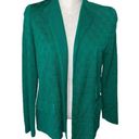 Misook  Exclusively Green Checkered Knit Long Sleeve Open Front Cardigan Sweater Photo 0