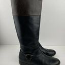 Ralph Lauren  Sulita Harness Riding Boots 8 Black Brown Leather Knee High Zip Photo 1