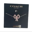 Coach  Antique Pave Bow Slider Bracelet, Gold Tone, Pink Photo 0