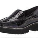 Donald Pliner Hope Crocodile Embossed Patent Leather Lug Sole Platform Loafers Photo 0