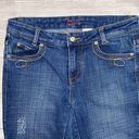 Cache cotton blend lightly distressed flare leg jeans w/embroidery blue sz 6 Photo 3