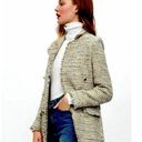 ZARA cream open front gold button tweed long sleeve blazer jacket XS Photo 2