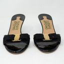 Salvatore Ferragamo  Black Patent Leather Gold Logo Buckle Open Toe Heel Sandals  Photo 1