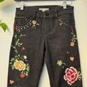 Alice + Olivia 
Jane Embroidered and Studded Skinny Jeans in Washed Black Photo 9