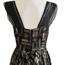 2 B. Rych  Dress Black Metallic Gold Silk Chiffon Sleeveless Party Dress Size 6 Photo 4