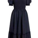 Hill House NWT  Louisa Nap Dress in Black Poly Crepe Smocked Midi L Pockets! Photo 0