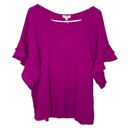 Umgee 🆕 NWT  Natalia Solid Fuchsia Ruffle Dolman Sleeve Flowy Top Photo 2